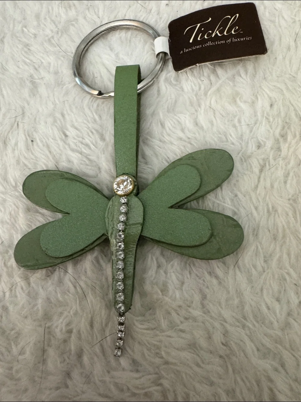 Department 56 Tickle Dragonfly Leather Key Chain with Ring New